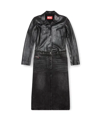 Diesel L-ory Hybrid Coat In Black