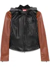 Diesel Color-matching Leather Jacket In Black