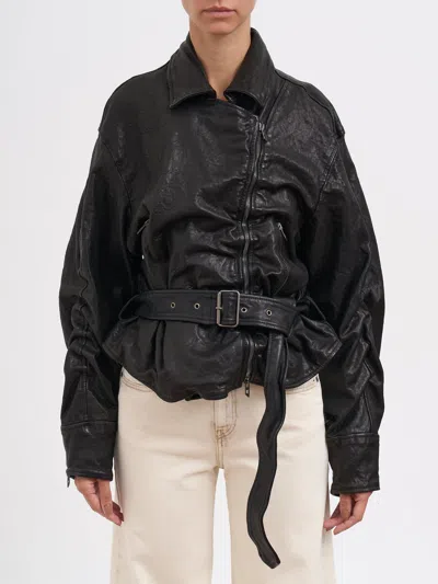 Diesel L-oys Leather Jacket In Black