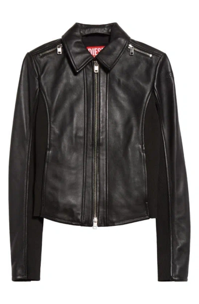 Diesel L-sask Leather Biker Jacket In 9xx