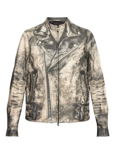 Diesel L-tad Leather Jacket In Black