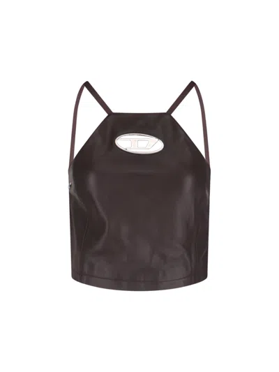 Diesel T-wilight Eco Leather Top In Brown