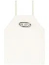 Diesel Open-back Leather Top In White