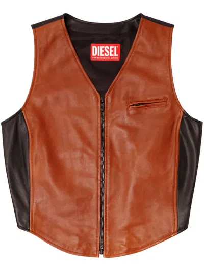 Diesel L-ustra Oberteil Aus Leder In Braun