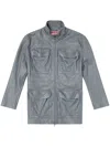 Diesel L-wen Leather Jacket In Grey