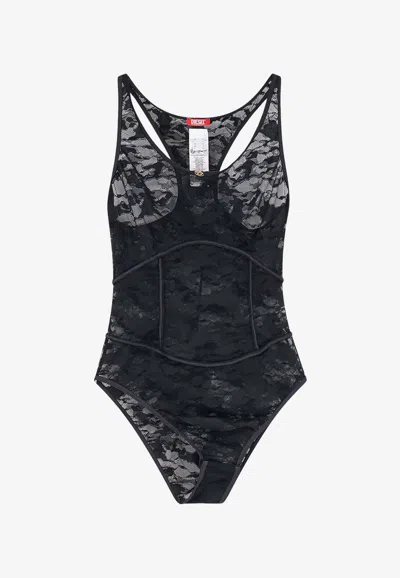 Diesel Lace Bodysuit Top In Black