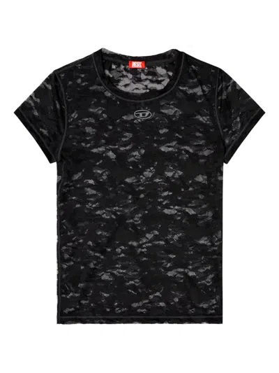 Diesel Lace-embroidered T-shirt In Black
