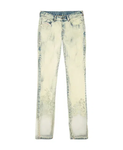 Diesel Lace-panel Straight-leg Trousers In White