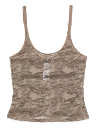 Diesel Lace-panelled Top In Brown