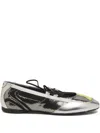 Diesel Lace-up Ballet Flats In Silver