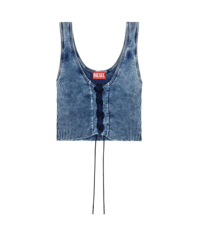 Diesel Lace-up Cropped Top In Blue