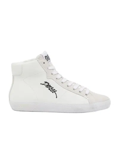 Diesel Lace-up High-top Sneakers In Silver