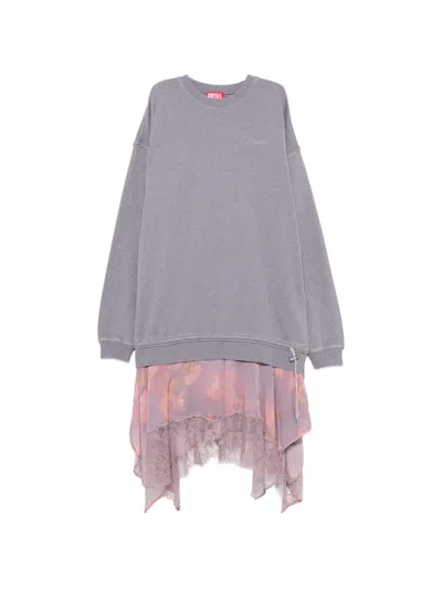 Diesel Lace-trim Midi Dress In Multi