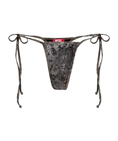 Diesel Lace-up Bikini Bottoms In Black