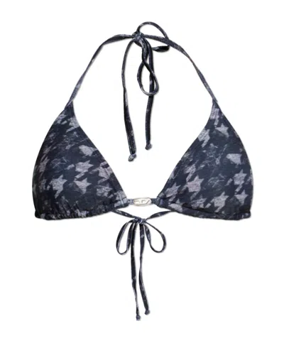 Diesel Lace-up Bikini Top In Animal Print