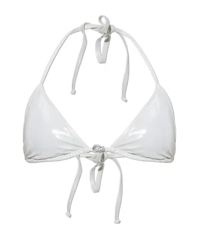 Diesel Elettra-dnm Logo-plaque Bikini Top In White