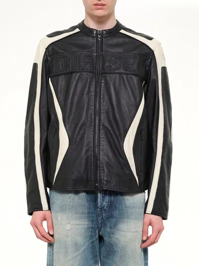 Diesel L-adam Leather Jacket In Black