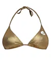 Diesel Lady Logo Triangle Bikini Top In Gold