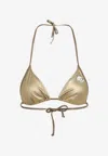 Diesel Lady Logo Triangle Bikini Top In Metallic
