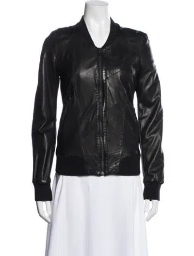 Pre-owned Diesel Lamb Leather Bomber Jacket In Black