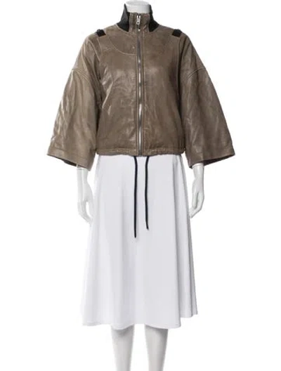Pre-owned Diesel Lamb Leather Bomber Jacket In Brown