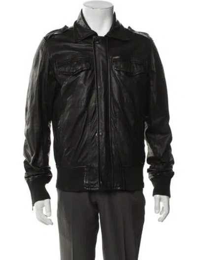 Pre-owned Diesel Lamb Leather Jacket In Black