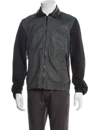 Pre-owned Diesel Lamb Leather Jacket In Gray