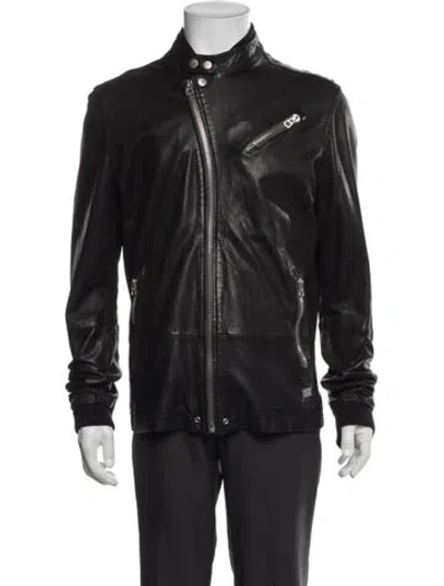 Pre-owned Diesel Lamb Leather Moto Jacket In Black