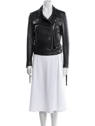 Pre-owned Diesel Lambskin Biker Jacket In Black