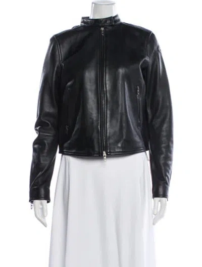 Pre-owned Diesel Lambskin Biker Jacket In Black