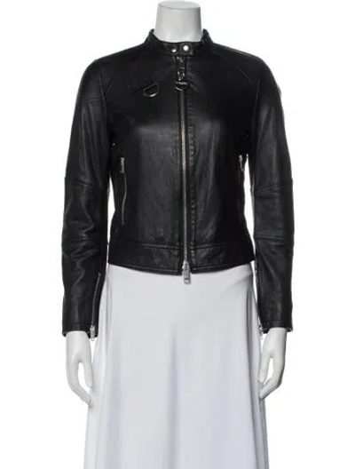 Pre-owned Diesel Lambskin Biker Jacket In Black