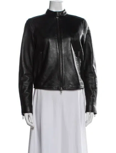 Pre-owned Diesel Lambskin Biker Jacket In Black