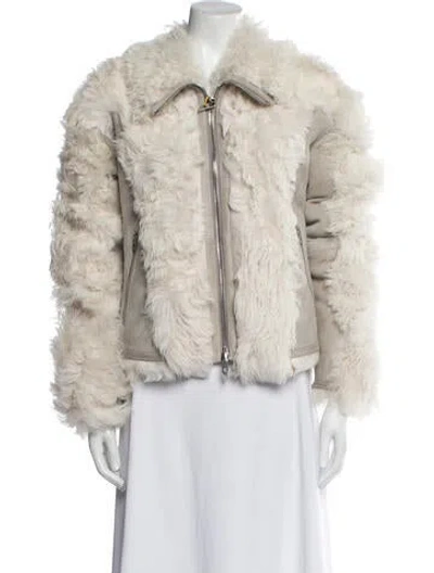 Pre-owned Diesel Lambskin Faux Fur Jacket In Neutral