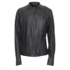 Diesel Lambskin Leather Panelled Cotton Lined Biker Jacket In Black