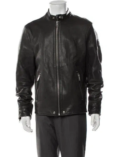Pre-owned Diesel Lambskin Moto Jacket In Black