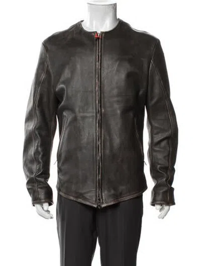 Pre-owned Diesel Lambskin Moto Jacket W/ Tags In Brown