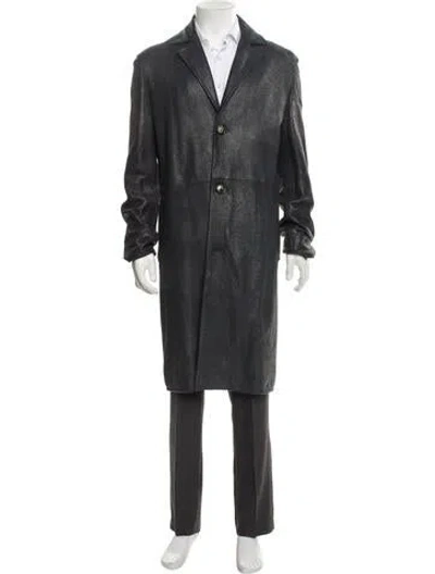 Pre-owned Diesel Lambskin Overcoat In Gray