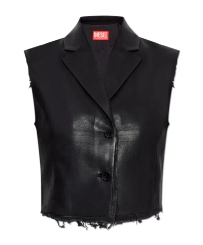 Diesel Distressed Vest In Black