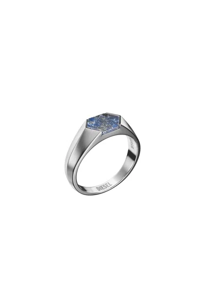 Diesel Lapis Signet Ring In Silver