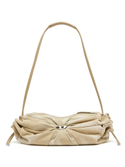 Diesel Large Scrunch-d Cross Body Bag In Nude