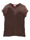Diesel Layered Brown Viscose T-shirt With Asymmetrical Neckline In Brown