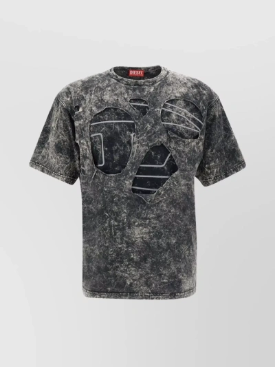 DIESEL LAYERED CREW NECK T-SHIRT WITH CUT-OUT DETAIL