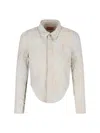 Diesel Layered Distressed Denim Shirt Jacket In Neutral