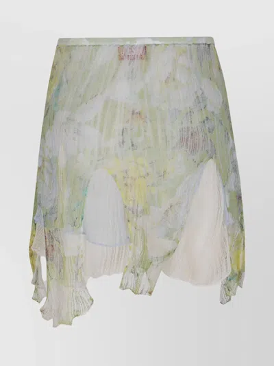 DIESEL LAYERED FLORAL SKIRTS ASYMMETRIC HEM