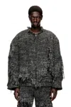 Diesel Layered Jacket In Destroyed Bouclé In Black