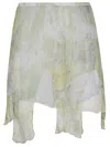 Diesel Layered Light Green Skirt With Semi-sheer Finish In Blue