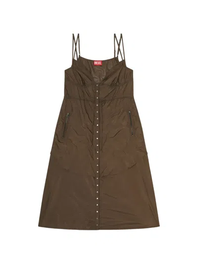 Diesel Layered Midi Dress In Brown