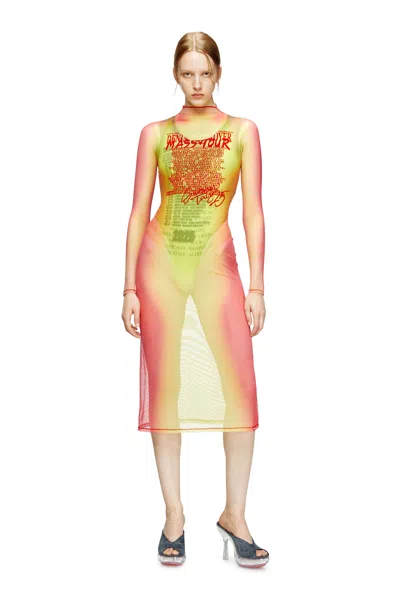 Diesel Layered Midi Dress With Lyrics Print In Multicolor