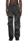 Diesel Layered Pants In Destroyed Bouclé In Gray