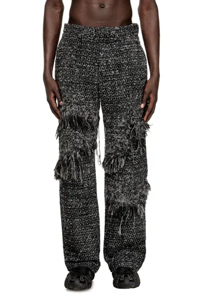 Diesel Layered Pants In Destroyed Bouclé In Gray
